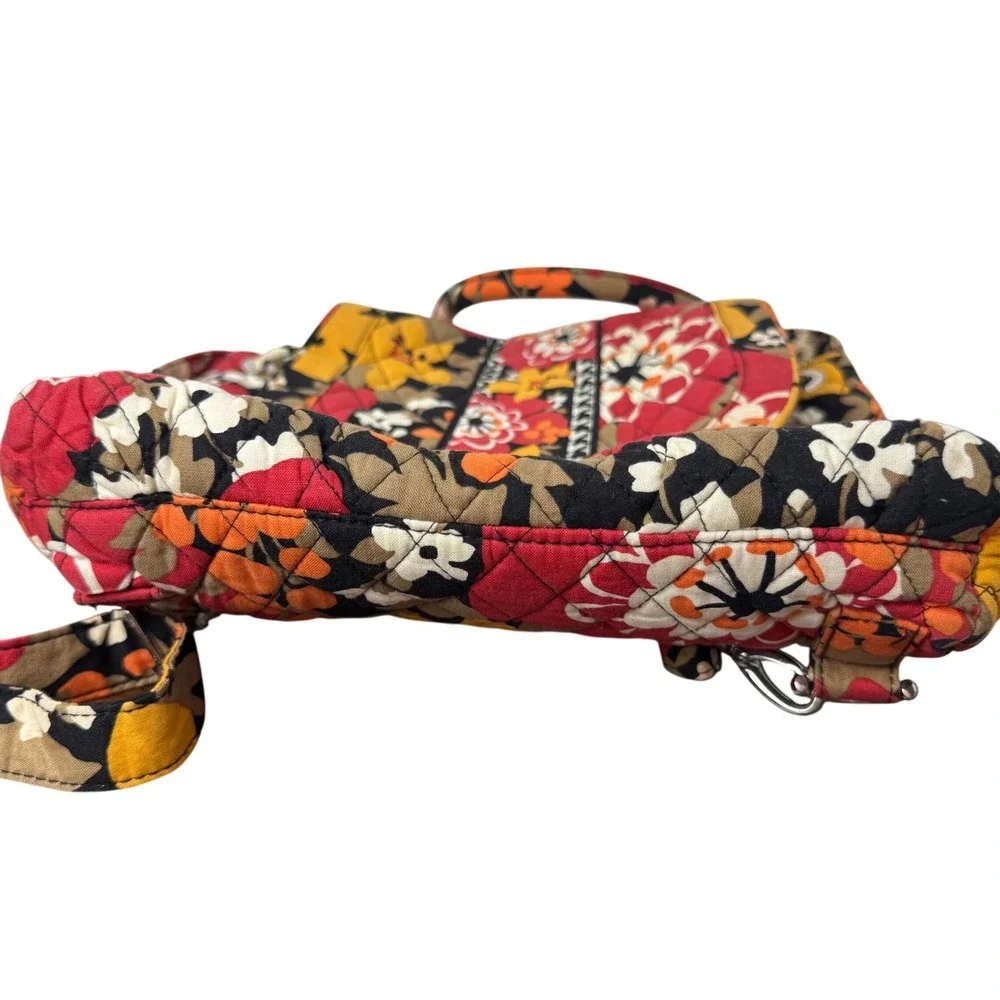 Vera Bradley Floral Nightingale Quilted Backpack Tote Red Orange Yellow Floral
